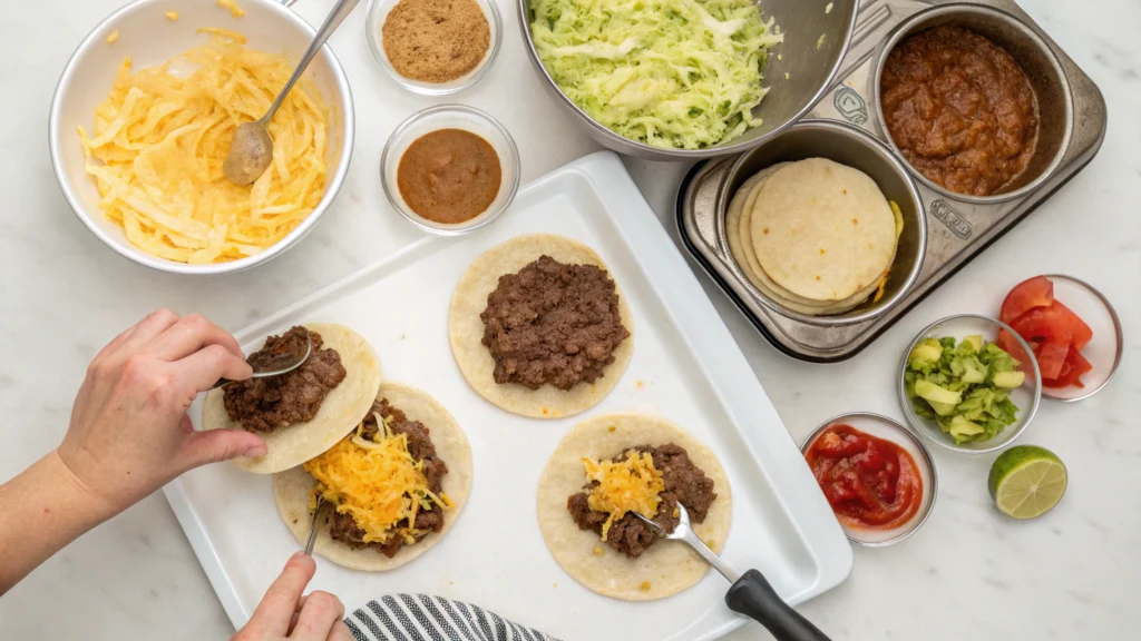 Smash Burger Tacos preparing steps