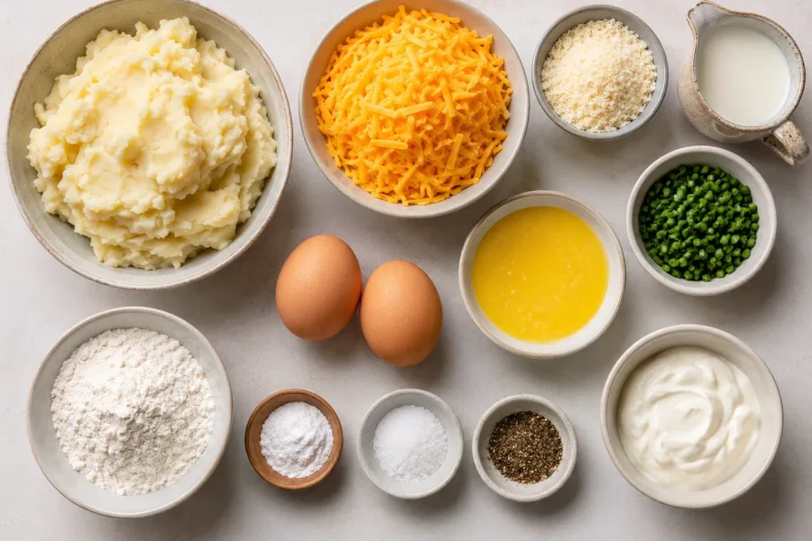 Ingredients for Cheesy Mashed Potato Puff Bites Recipe