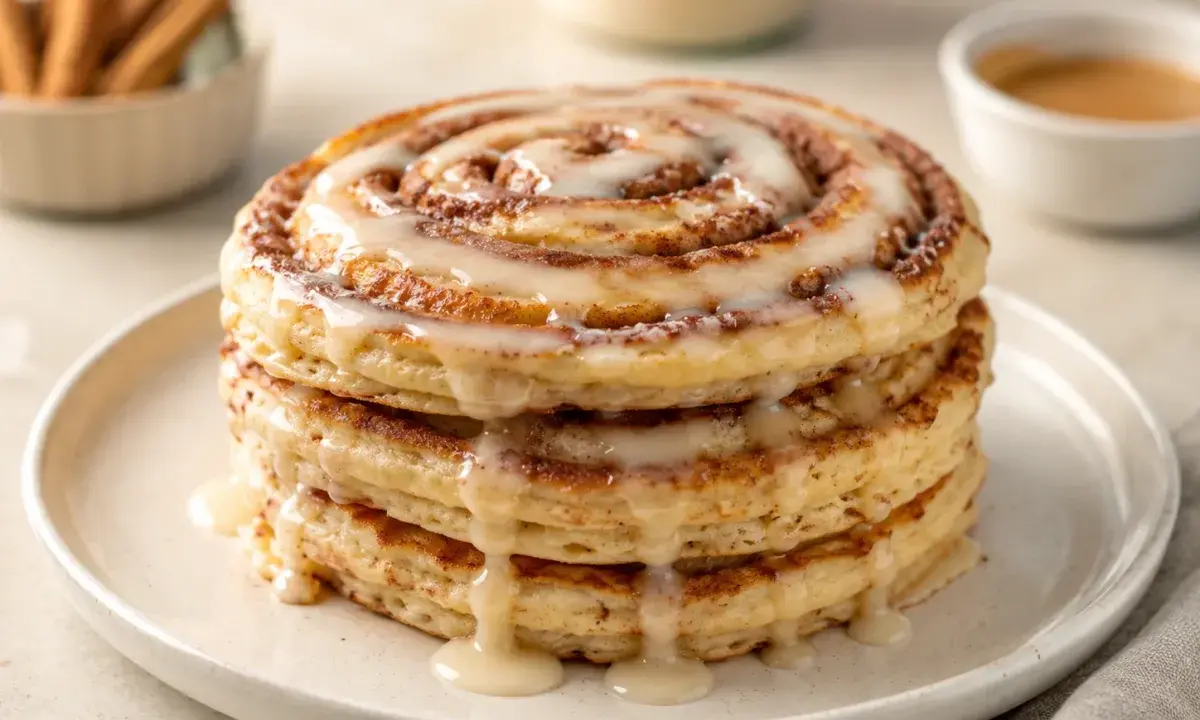 Cinnamon Roll Pancakes with Creamy Glaze featured image
