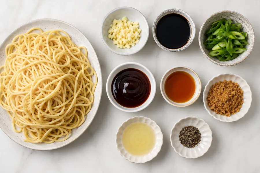 Ingredients for Classic Plain Lo Mein Noodles Recipe