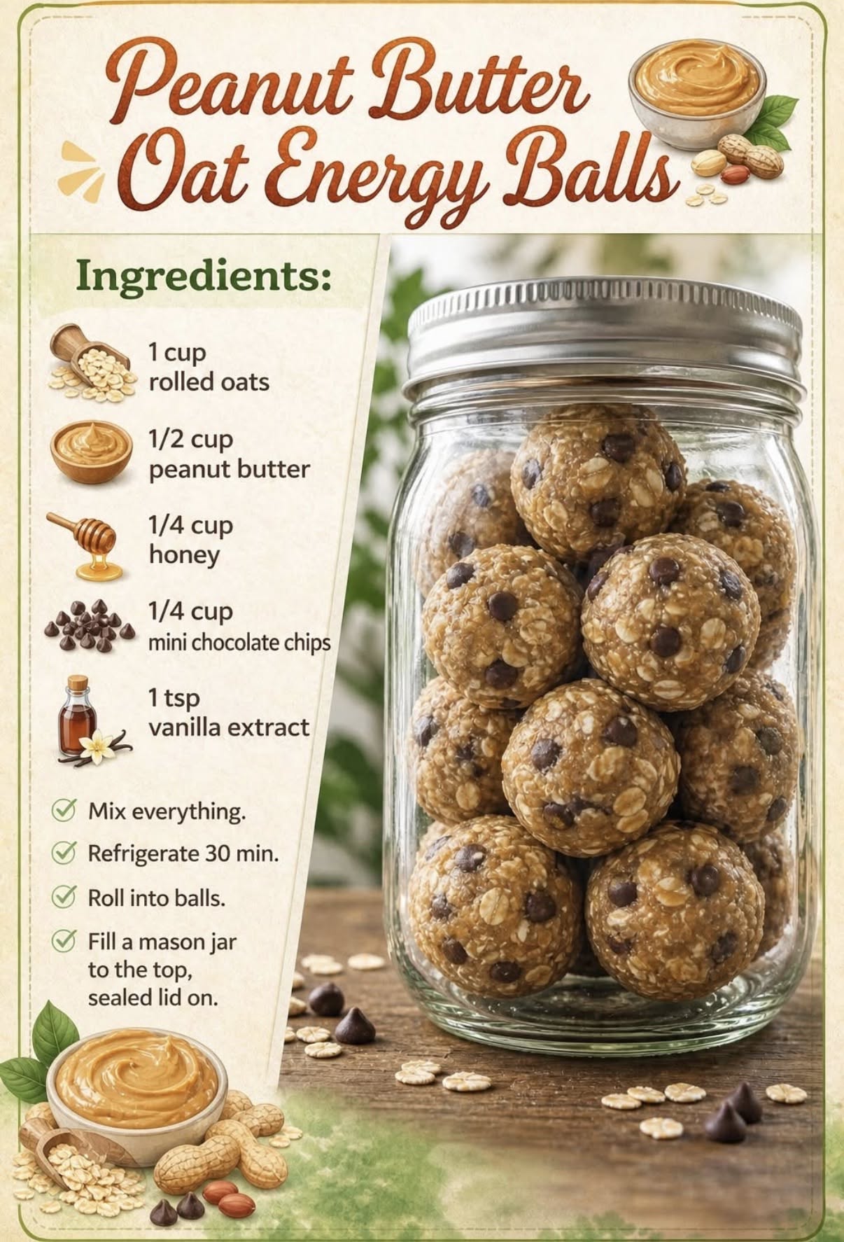 Jar Full of Peanut Butter Oat Energy Balls