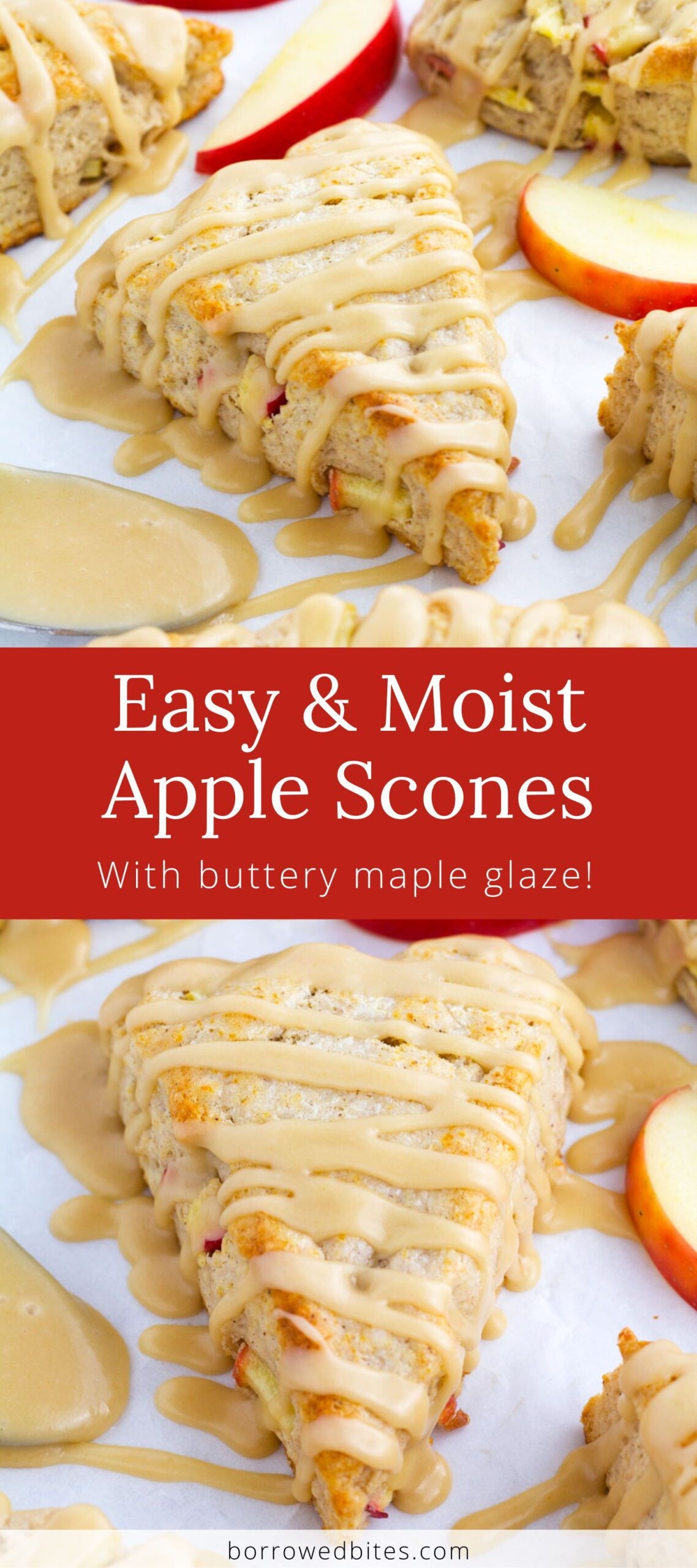 Moist Apple Scones with Maple Glaze - Borrowed Bites