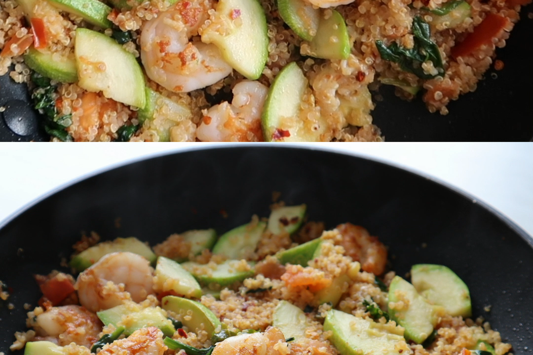 15-minute garlic shrimp and quinoa
