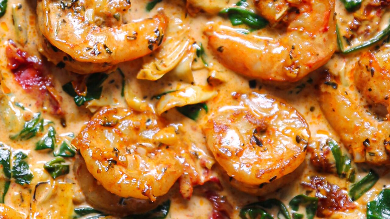tuscan shrimp with spinach artichokes sun-dried tomatoes