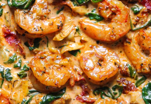 tuscan shrimp with spinach artichokes sun-dried tomatoes