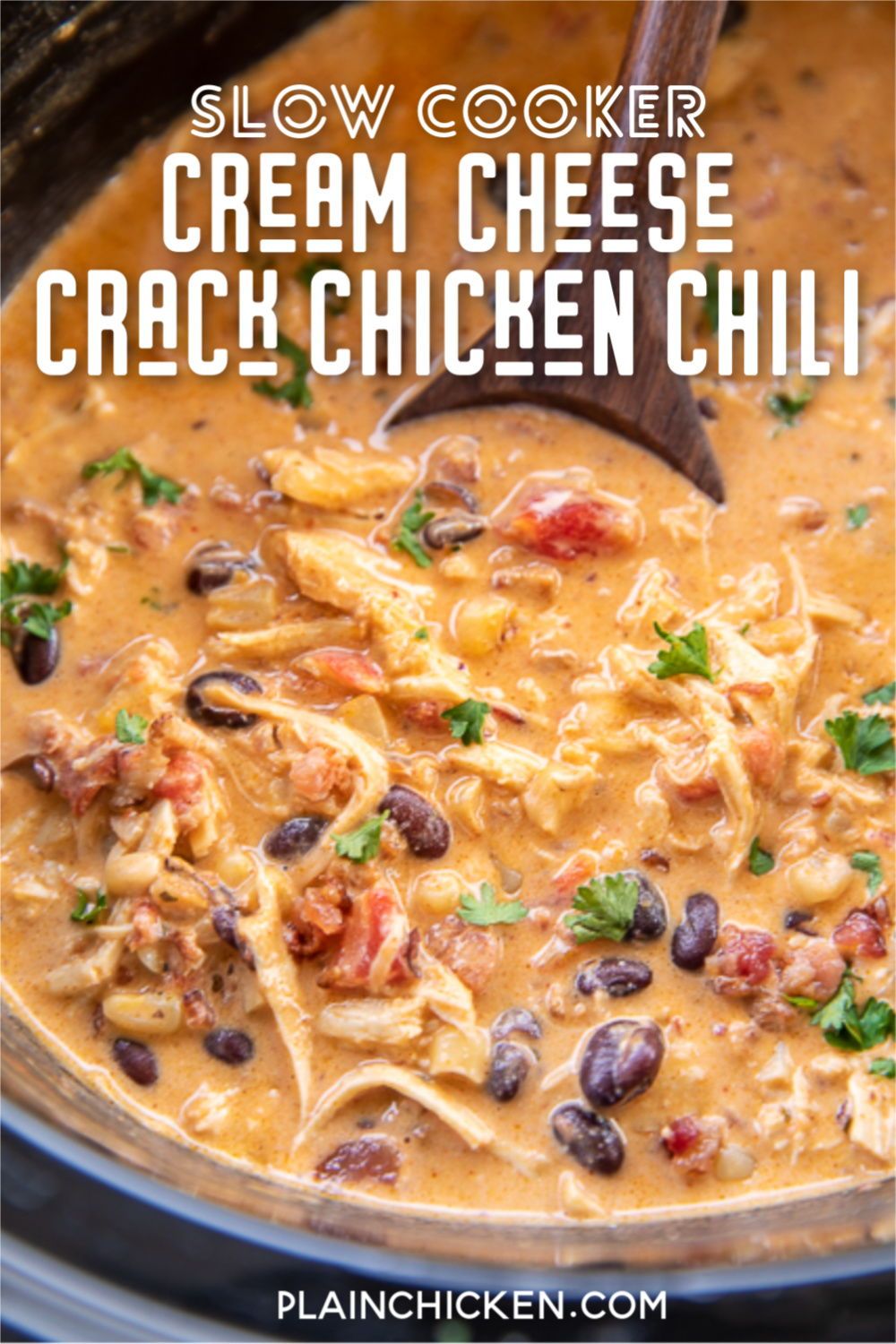 Slow Cooker Cream Cheese Crack Chicken Chili - Plain Chicken
