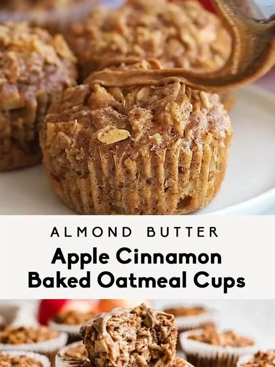almond butter baked oatmeal cups