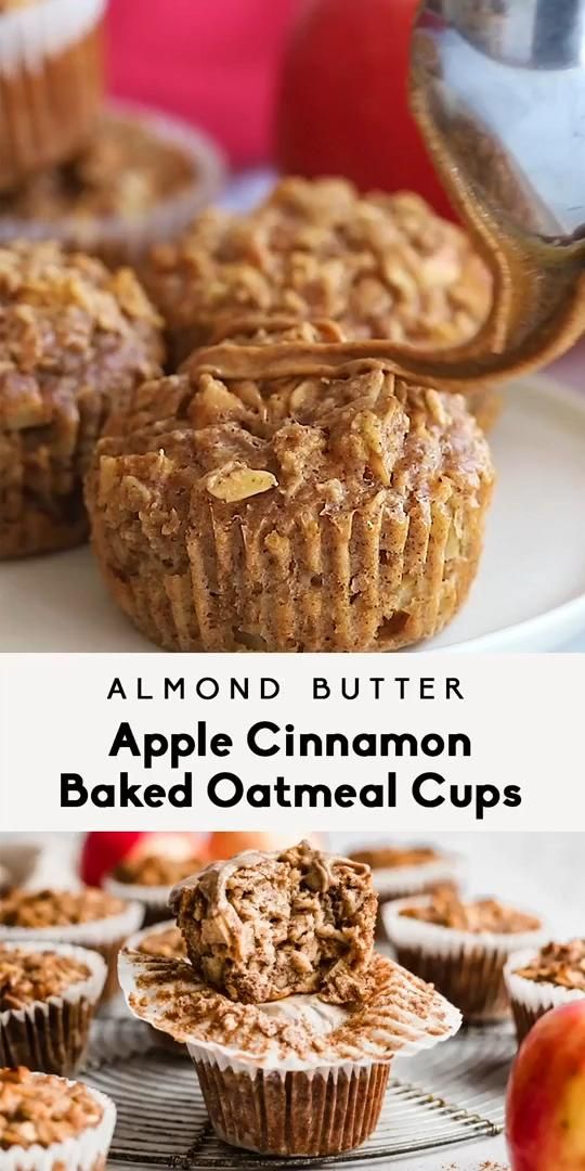 Almond Butter Apple Cinnamon Baked Oatmeal Cups