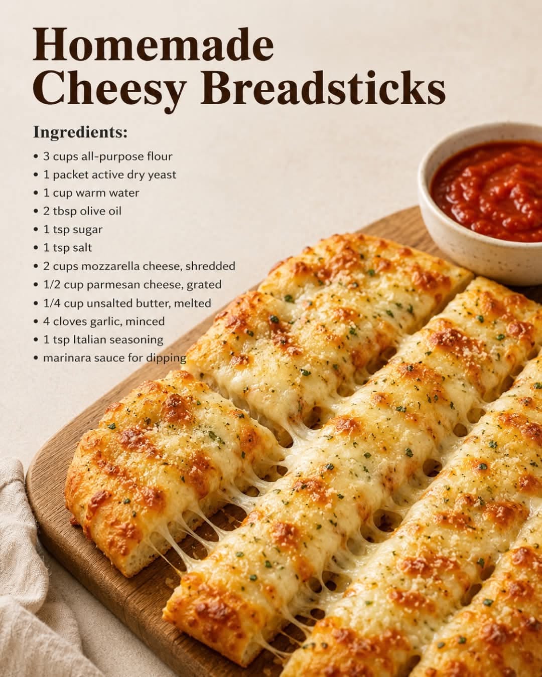 Quickly Homemade Cheesy Breadsticks Better Than Pizza Night