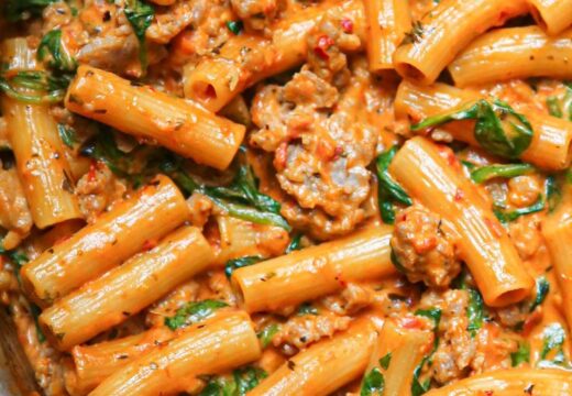 creamy sausage rigatoni one pan