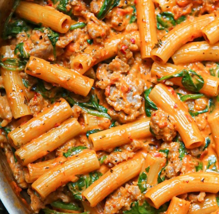 creamy sausage rigatoni one pan