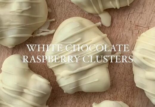 white chocolate raspberry clusters