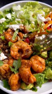 spiced prawn quinoa bowl recipe