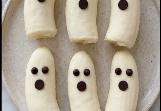 four marshmallows with chocolate eyes