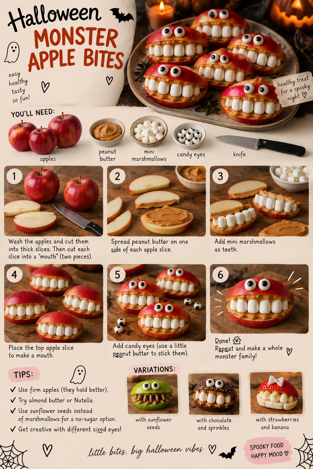 Halloween Monster Apple Bites 🍎👀