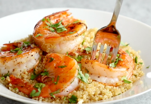 garlic butter shrimp and quinoa
