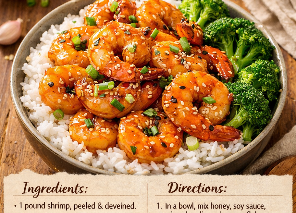 easy honey garlic shrimp bowls