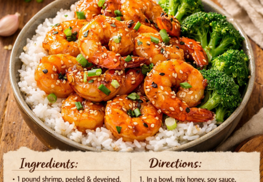 easy honey garlic shrimp bowls