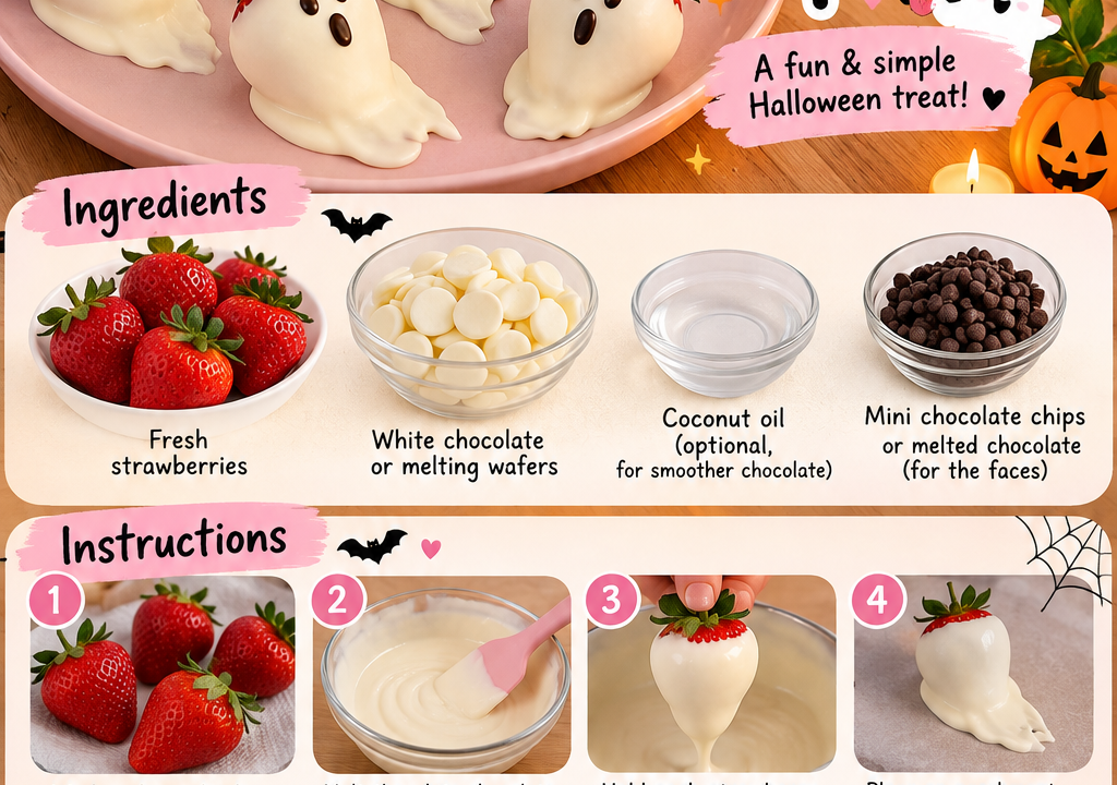easy halloween strawberry ghost treats