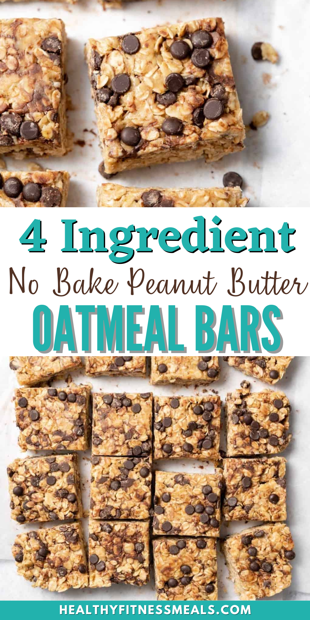 4 Ingredient No Bake Peanut Butter Oatmeal Bars