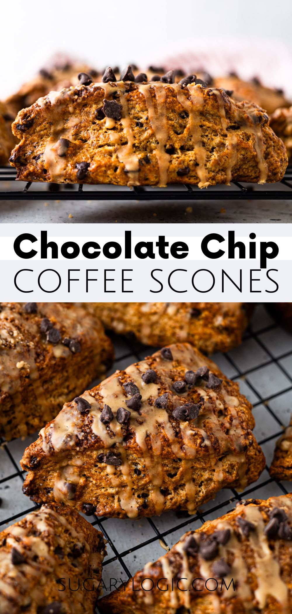 Chocolate Chip Coffee Scones with Coffee Glaze