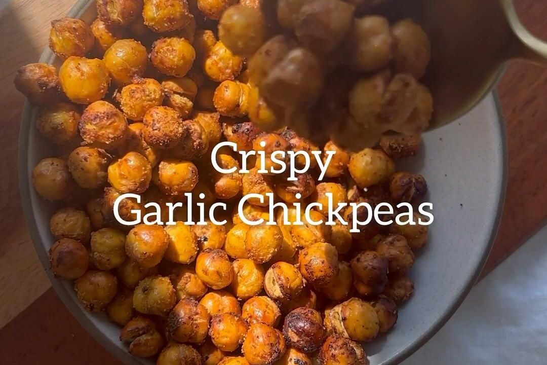 crispy garlic air fried chickpeas
