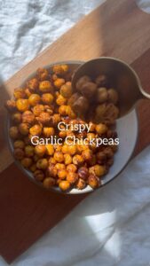 crispy garlic air fried chickpeas