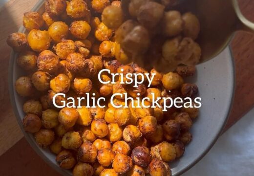 crispy garlic air fried chickpeas