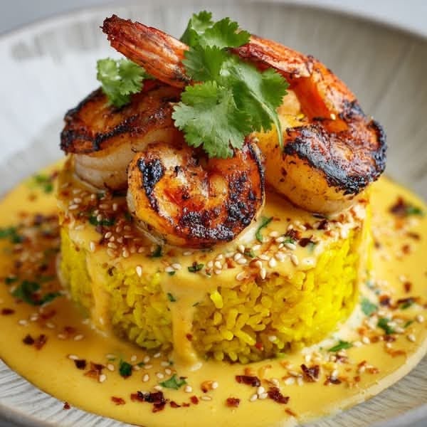 garlic butter shrimp rice bowl