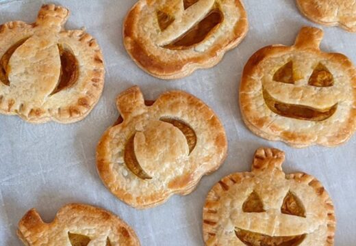 pumpkin hand pies with carved faces