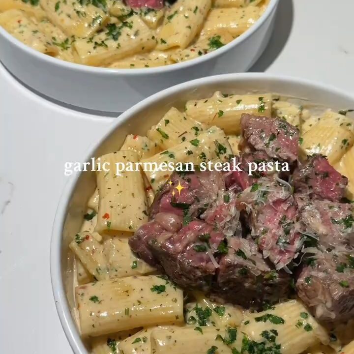 garlic parmesan steak pasta recipe