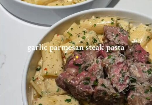garlic parmesan steak pasta recipe