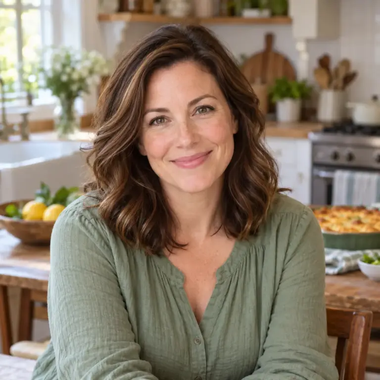 Amanda Davis in a cozy kitchen