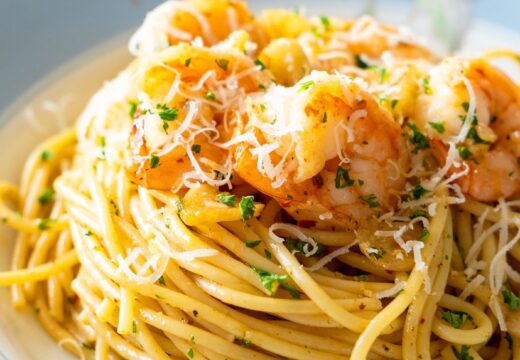 15 minute garlic shrimp spaghetti