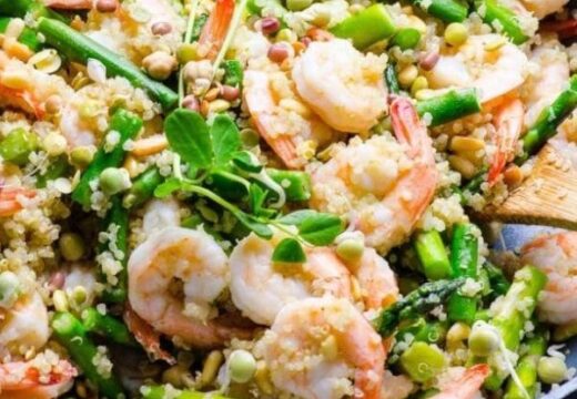 garlic butter shrimp quinoa asparagus