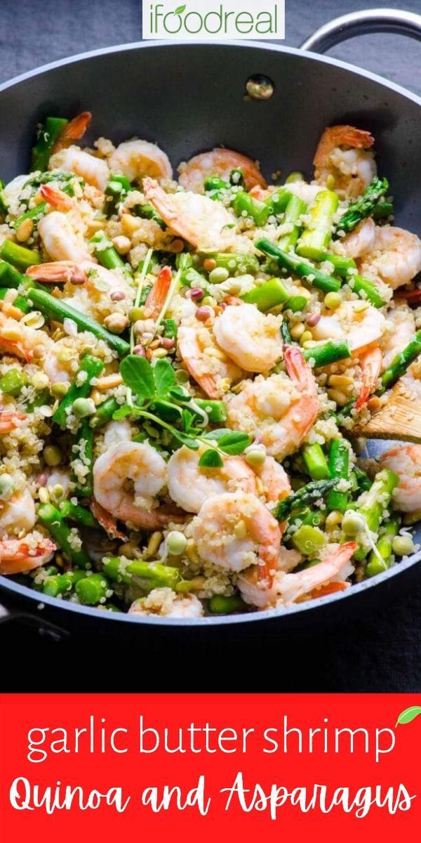 Garlic Butter Shrimp, Quinoa and Asparagus