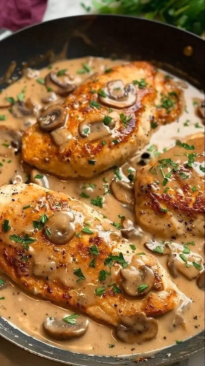 creamy garlic mushroom chicken skillet
