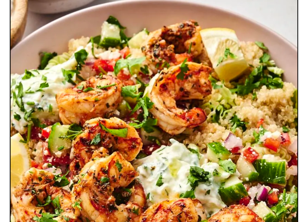 easy mediterranean shrimp bowls