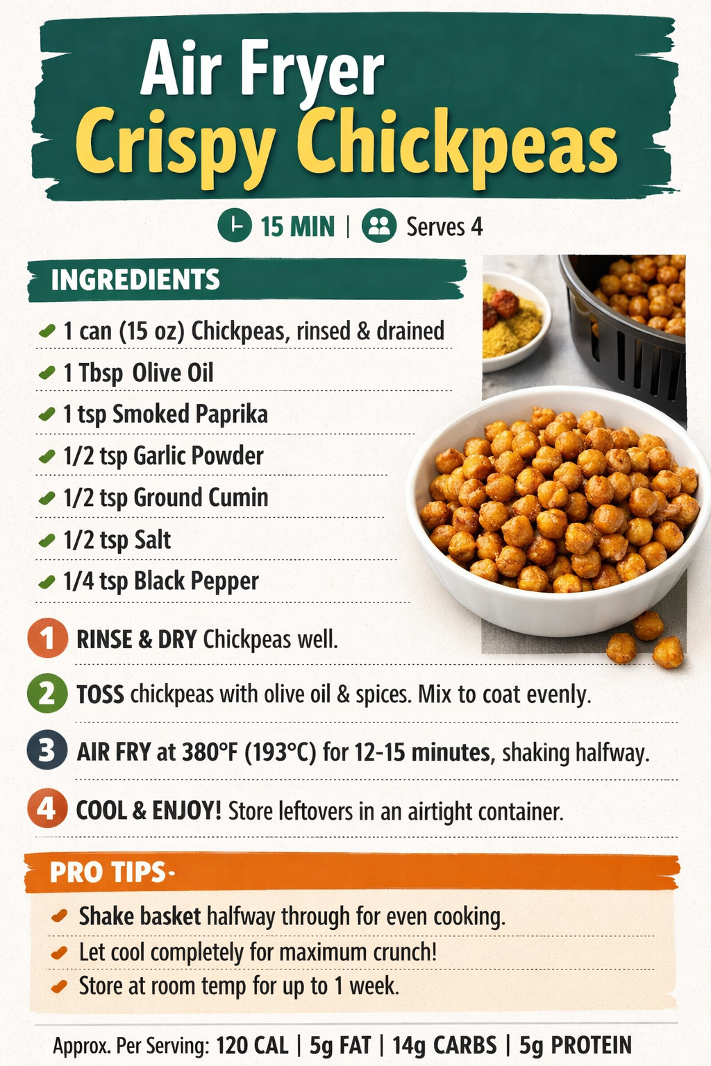 Air Fryer Crispy Chickpeas (15 Minutes!)