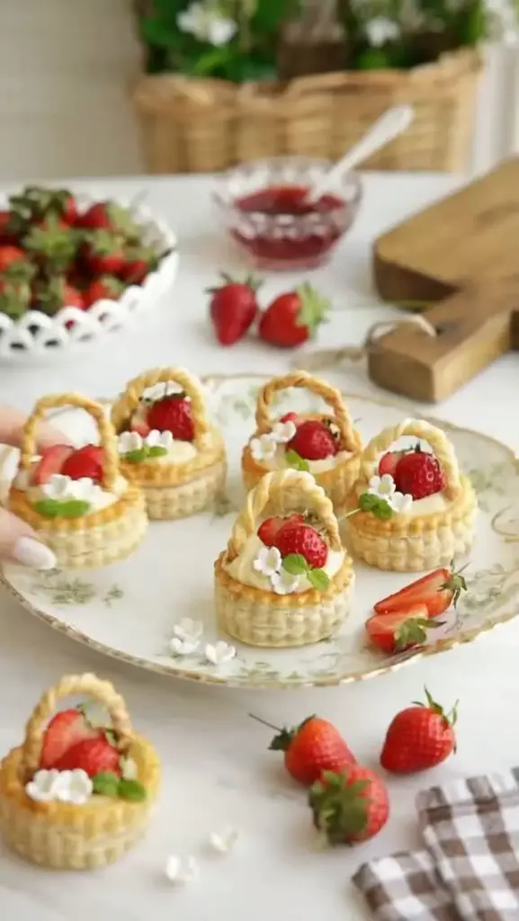 Puff Pastry Fruit Basket – Easy Creamy Berry Dessert